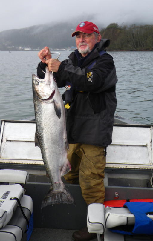 Pro Guide John Kirby with a Tillamook Bay Chinook Salmon